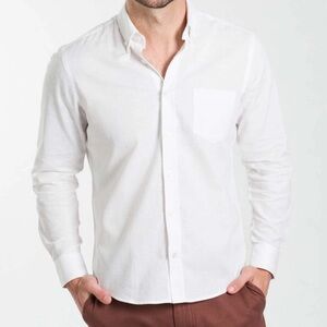 Old Navy White Casual Linen Button Down Shirt